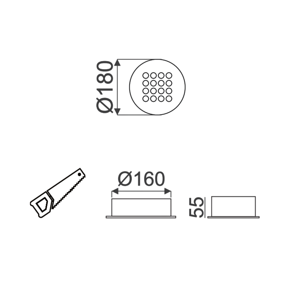 Kuyumcu Armatürü Yuvarlak 180Ø 24W