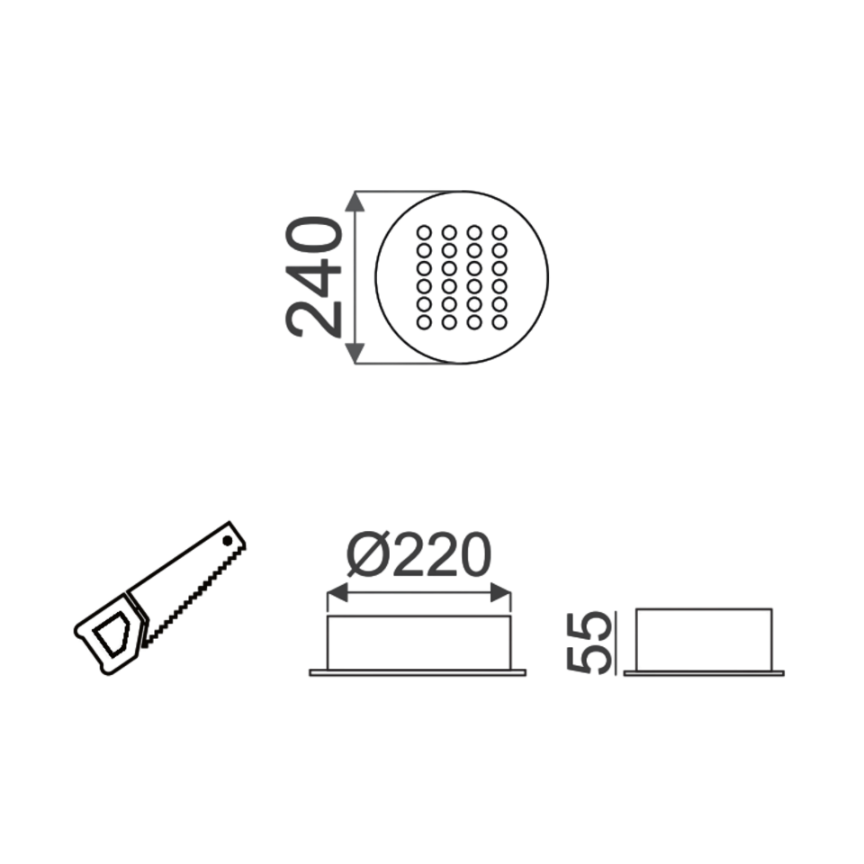 Kuyumcu Armatürü Yuvarlak 240Ø 36W