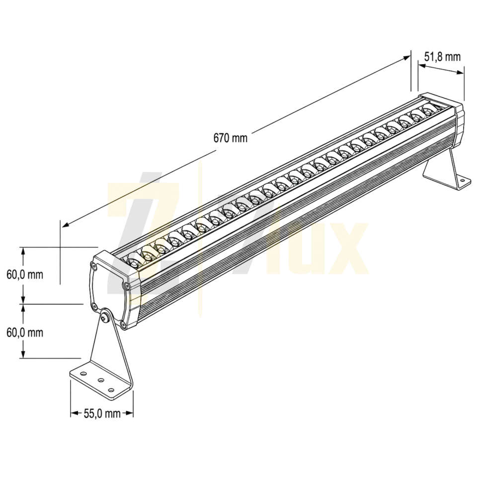 Wallwasher 67 cm Aydinlatma 24W Sıva Üstü Led Volvoşır