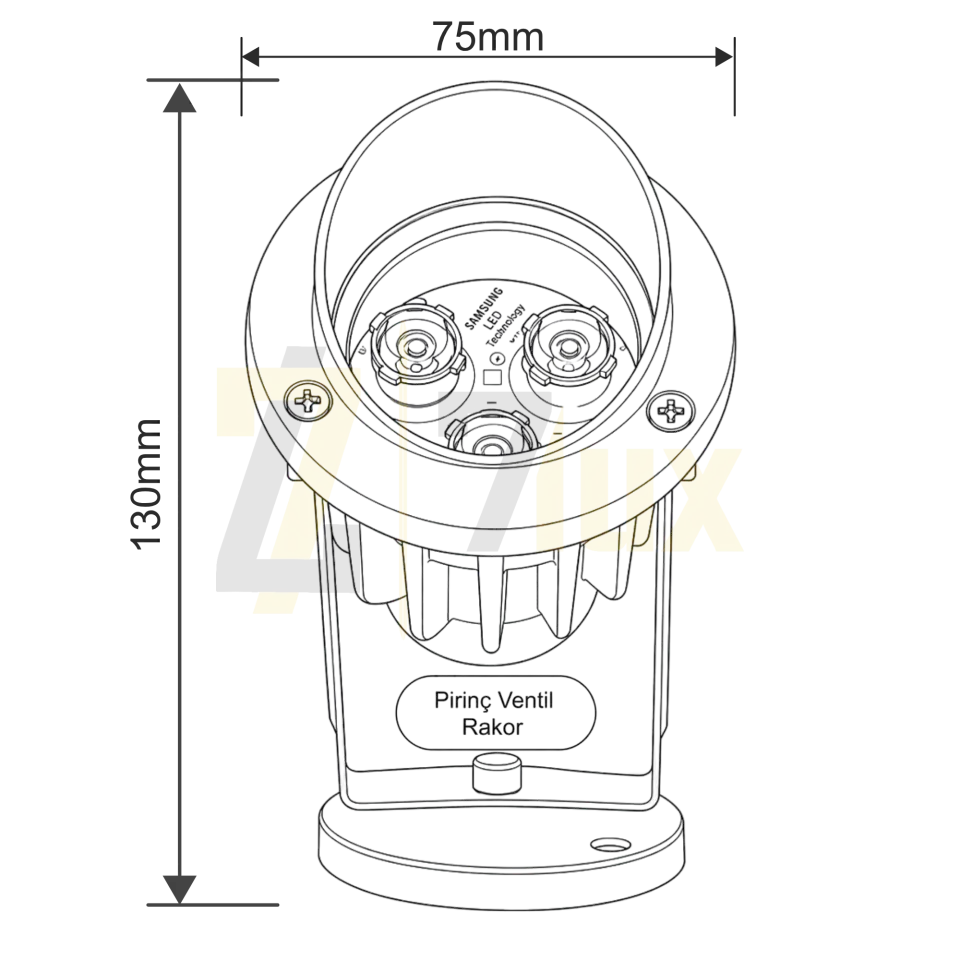 3W Bahçe Cephe Armatürü IP65 12V & 220V Pirinç Ventil