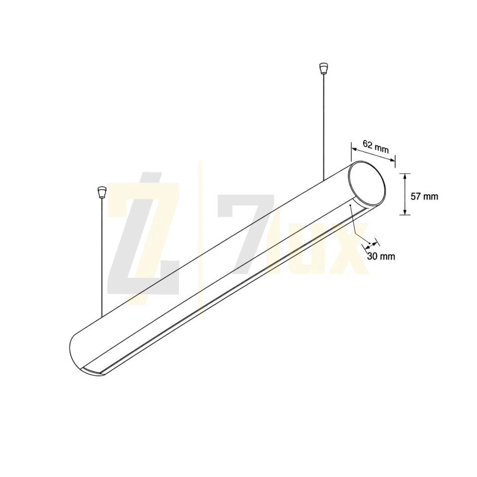 Lineer LED Armatür Sarkıt 30W/M Oval Kasa 57x62