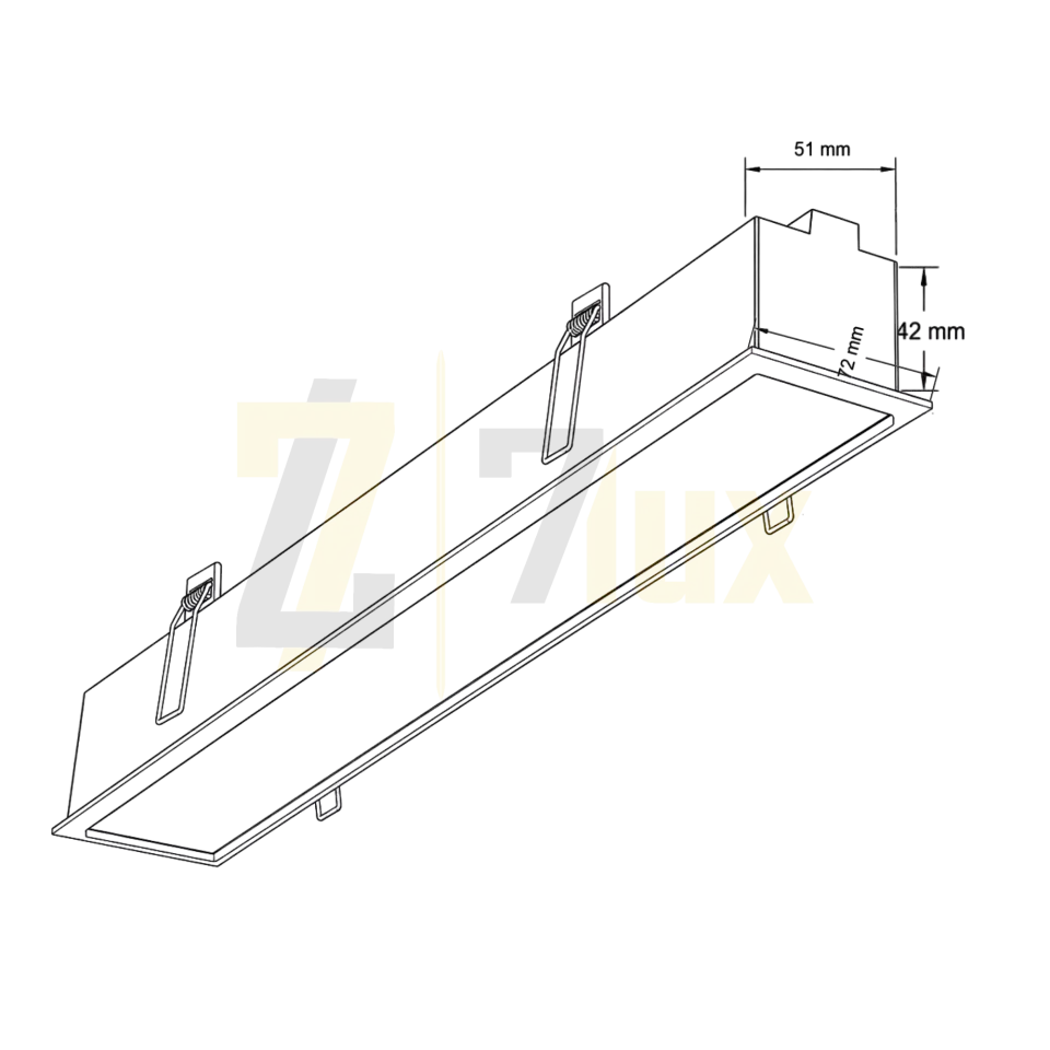 Sıva Altı Lineer Led Armatür 30W/M 72x42x51 Kasa