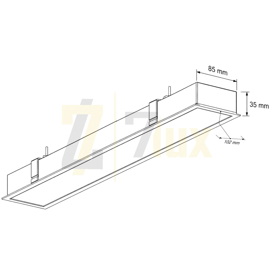 Sıva Altı Lineer Led Armatür 48W/M 102x85x35 Kasa
