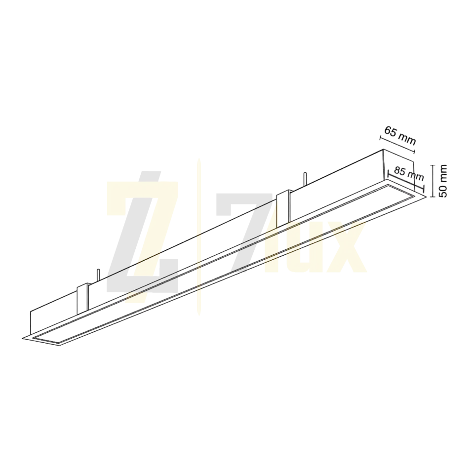 Sıva Altı Lineer LED Armatür 42W/M 85x65x50 Kasa