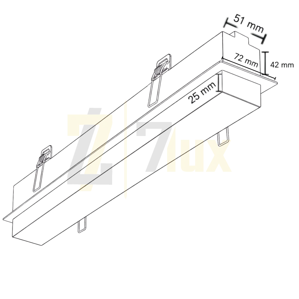 Sıva Altı Lineer LED Armatür 30W/M U Pleksili 72x51x42 Kasa