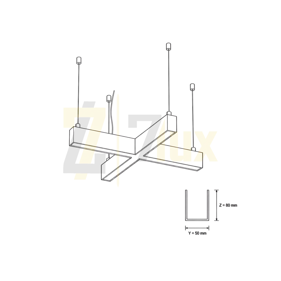 X Lineer Aydınlatma 50x80 Kasa