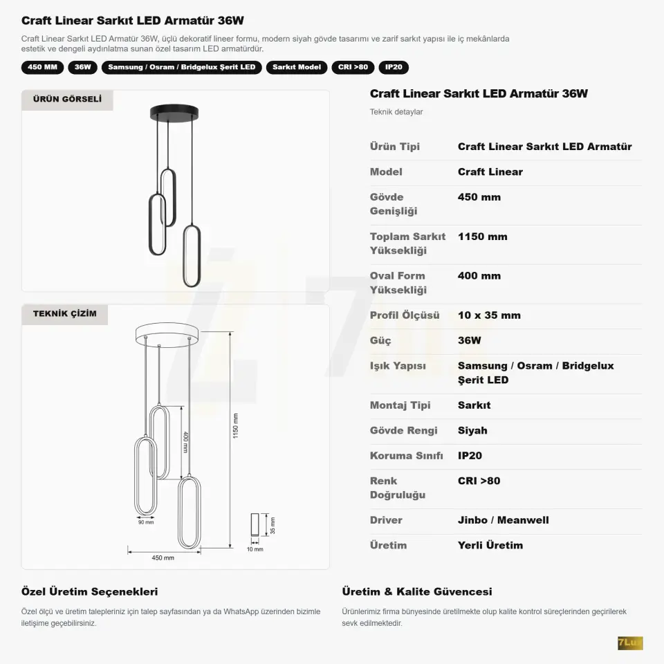 Craft Linear Sarkıt LED Armatür 36W