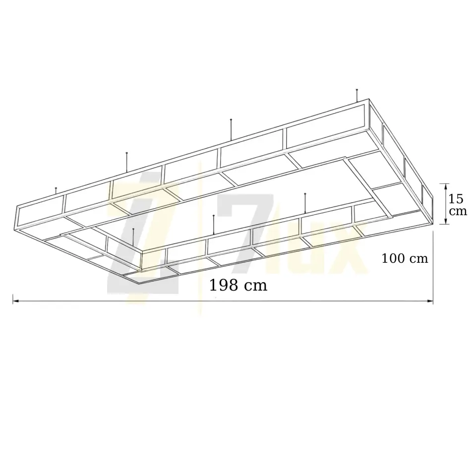 Grid Dikdörtgen Sarkıt Aydınlatma LED Armatür 100x198 cm 350W