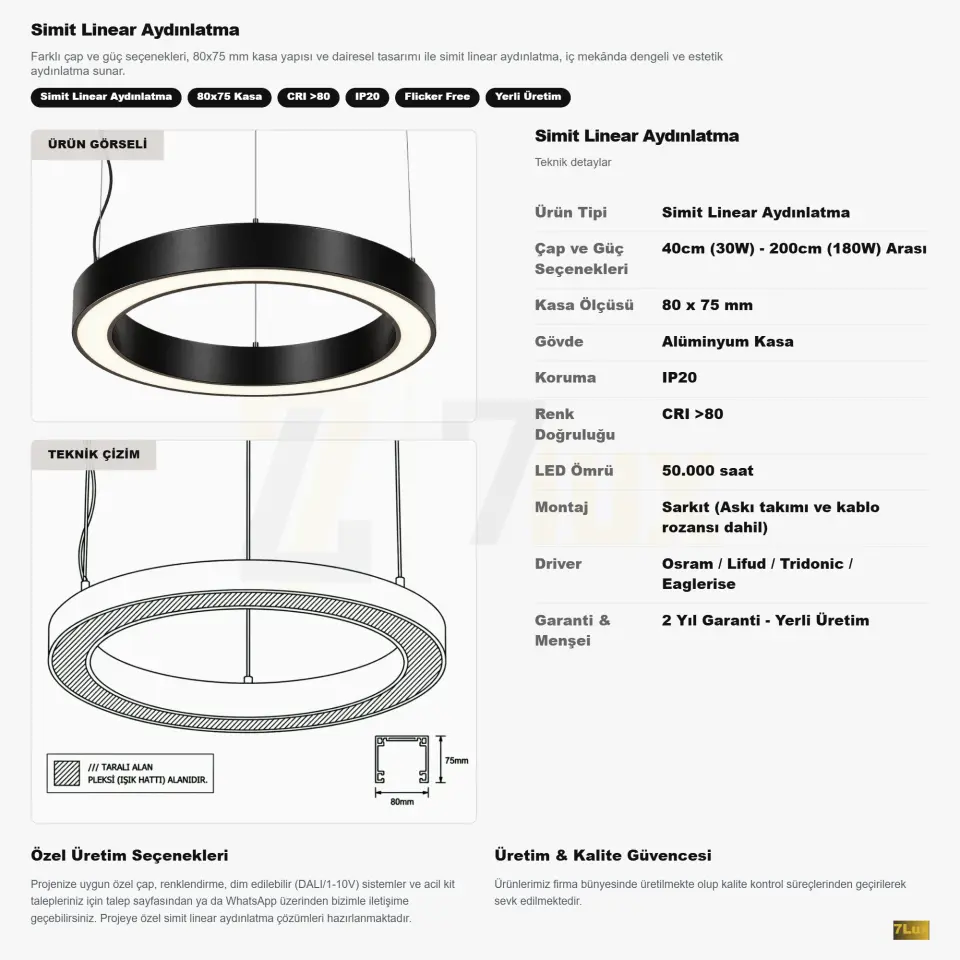 Simit Linear Aydınlatma 80x75