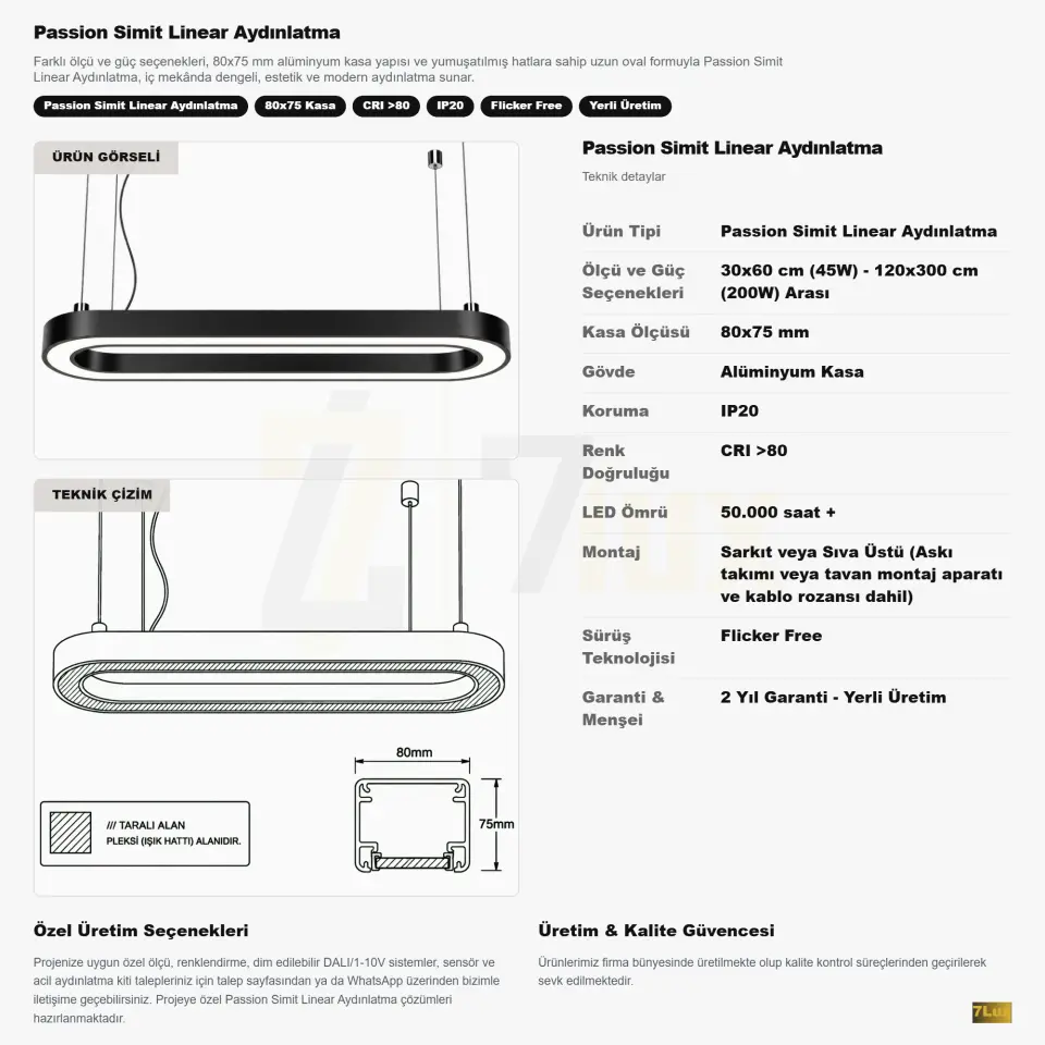 Passion Simit Linear Aydınlatma 80x75