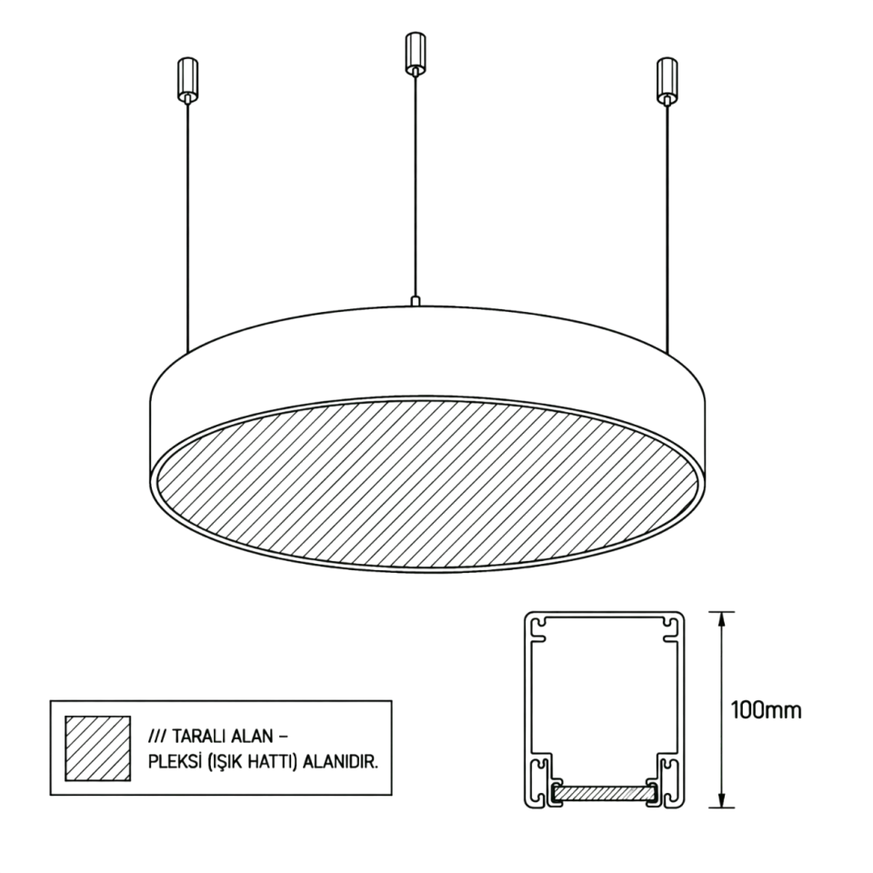 Yuvarlak Davul Lineer LED Aydınlatma Armatürü